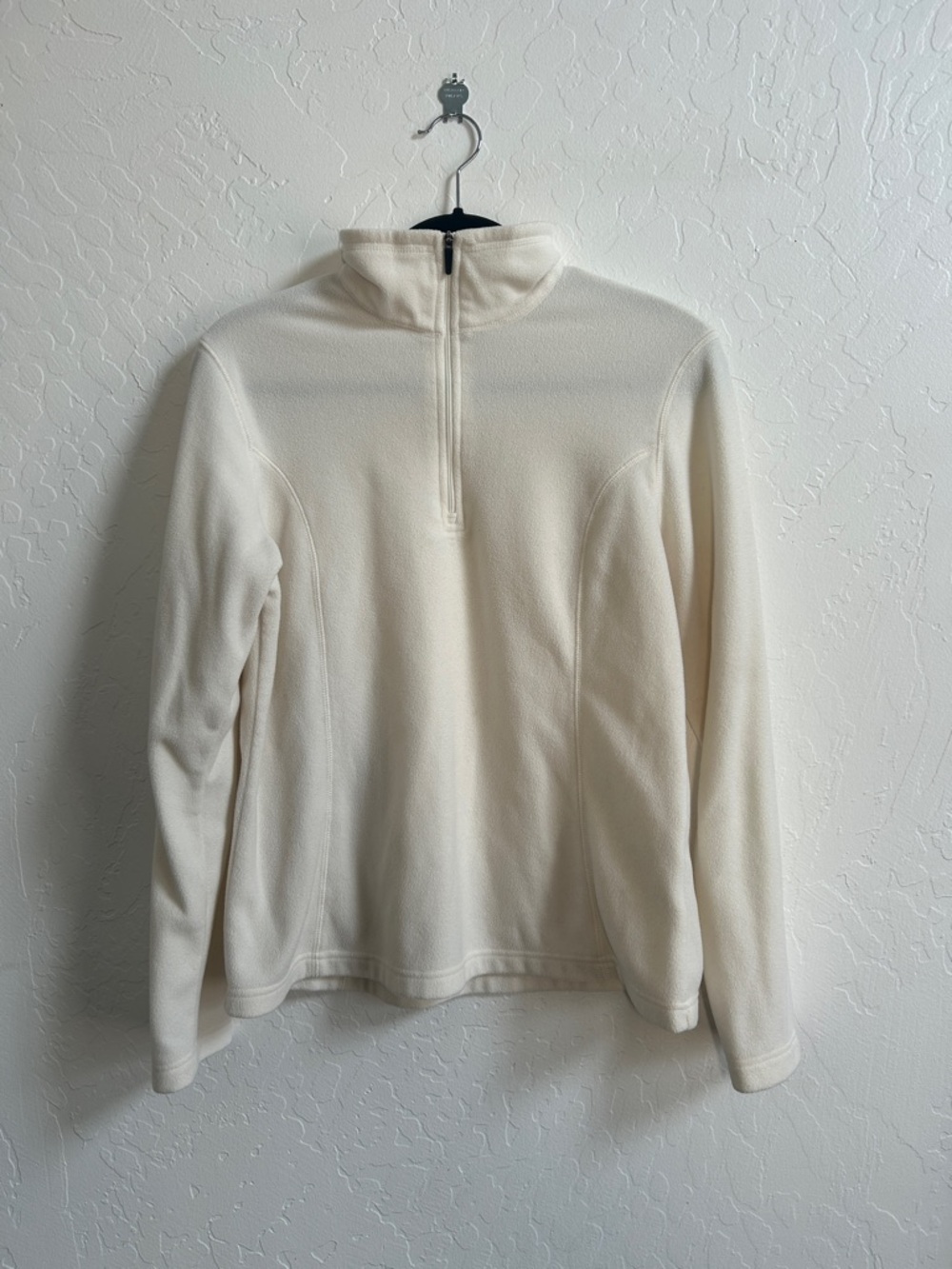 Lands End Women's Cream Half-Zip Mock Neck Sweater Pullover - Picture 4 of 6